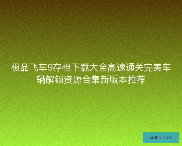 极品飞车9存档下载大全高速通关完美车辆解锁资源合集新版本推荐