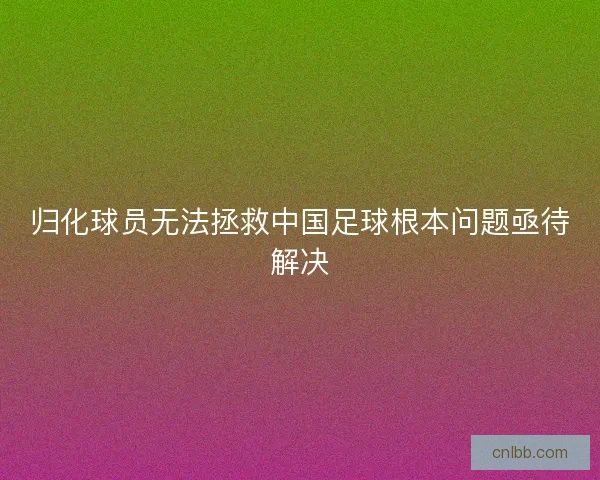 归化球员无法拯救中国足球根本问题亟待解决 归化球员无法拯救中国足球根本问题亟待解决