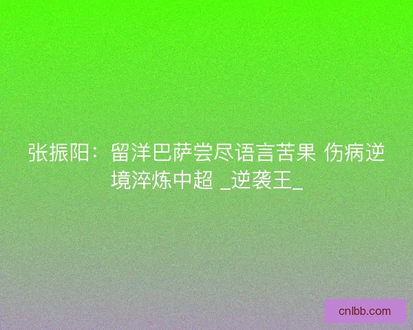 张振阳：留洋巴萨尝尽语言苦果 伤病逆境淬炼中超 _逆袭王_